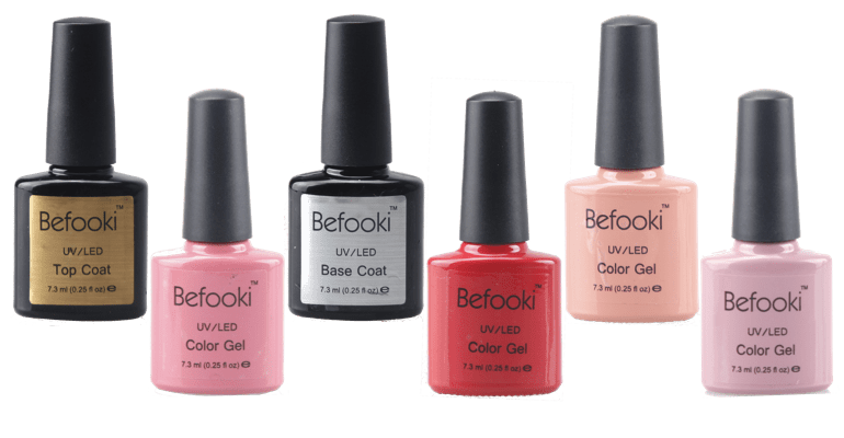 Befooki - Collection of Nail Gel Polish, Top Coat and Base Coat